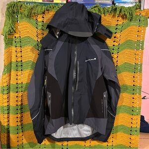 Endura PTFE Protection Waterproof Cycling Jacket Hooded Black Gray L bike